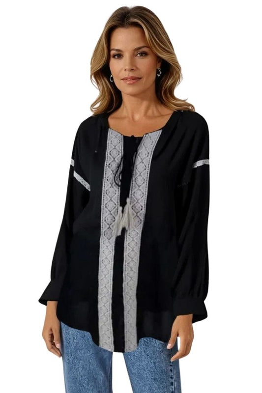 Bluza tip ie dama B23, negru/bej