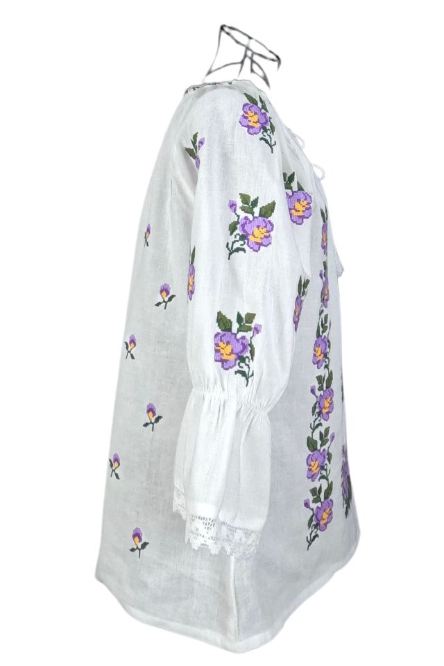 Bluza dama tip ie 024, alb optic/mov