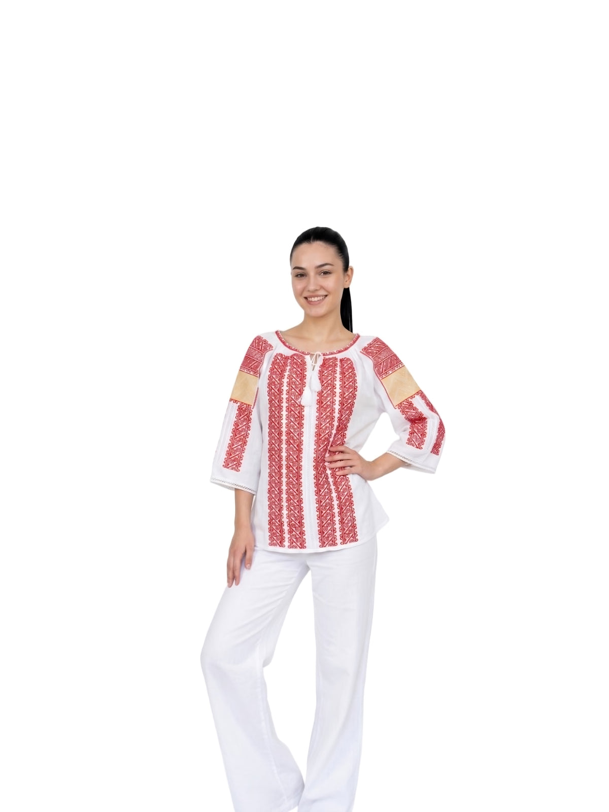 Bluza dama AU26 alb/rosu bordo