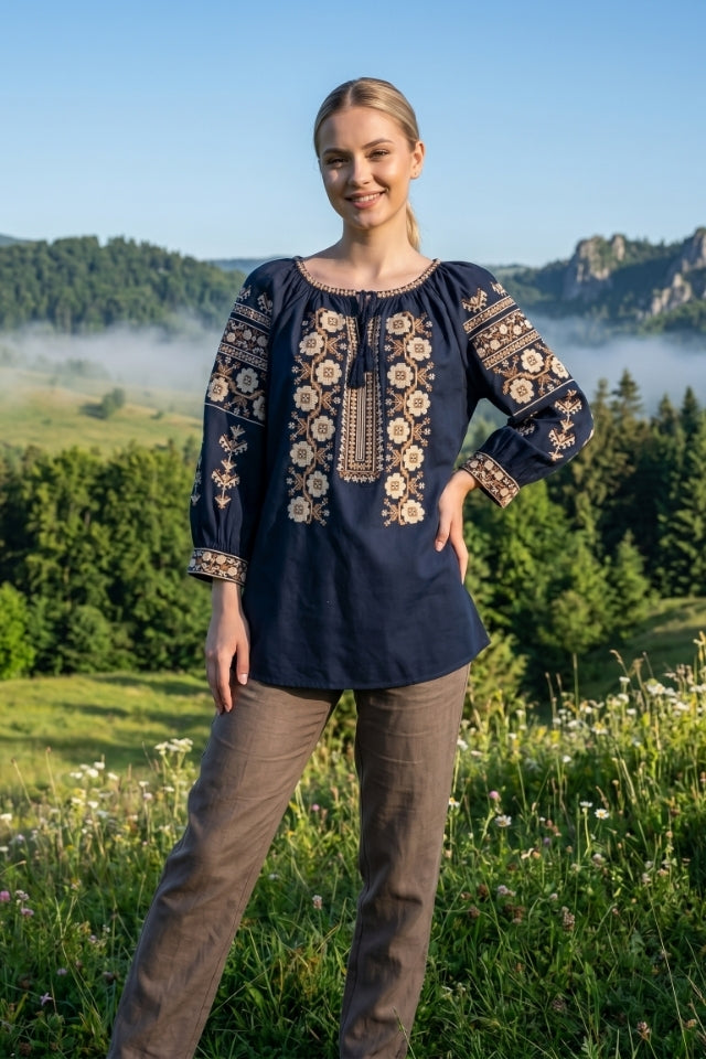 Bluza dama 2IU26 negru/maro