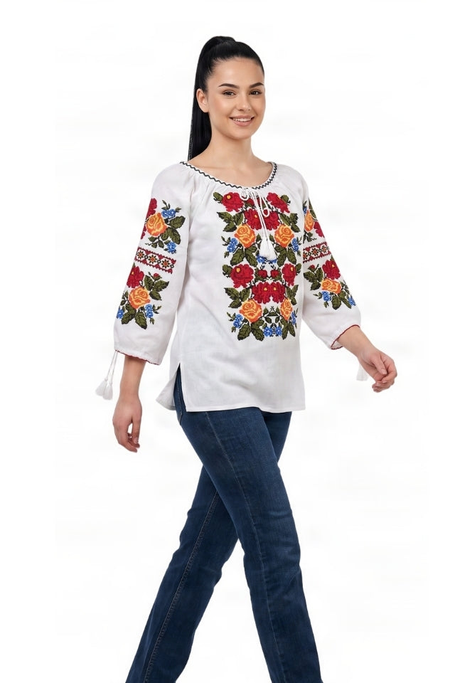 Bluza dama SE26F alb/albastru