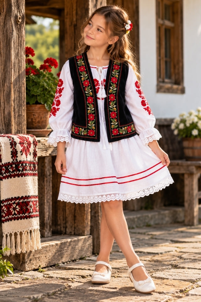 Vesta fete CPOF negru/verde