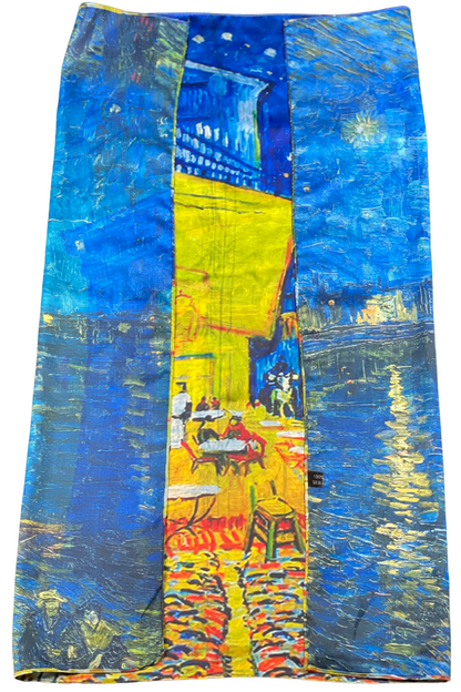Esarfa patrata NSR dama, albastru cosmic/galben, 70x70 cm