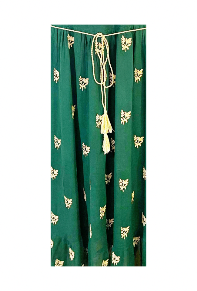 Rochie dama casual, verde/crem