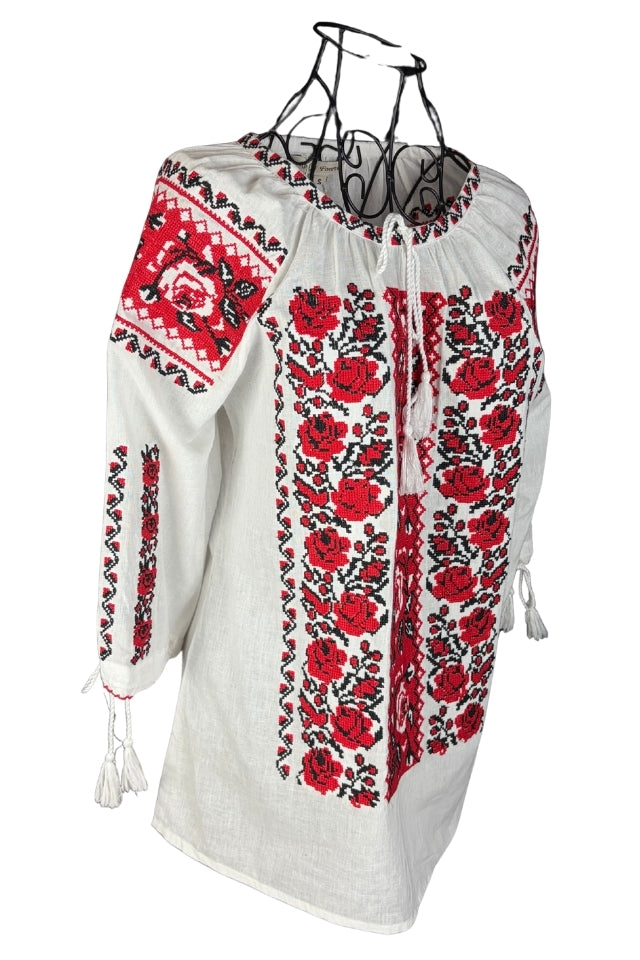 Bluza dama 2IU26 alb/rosu