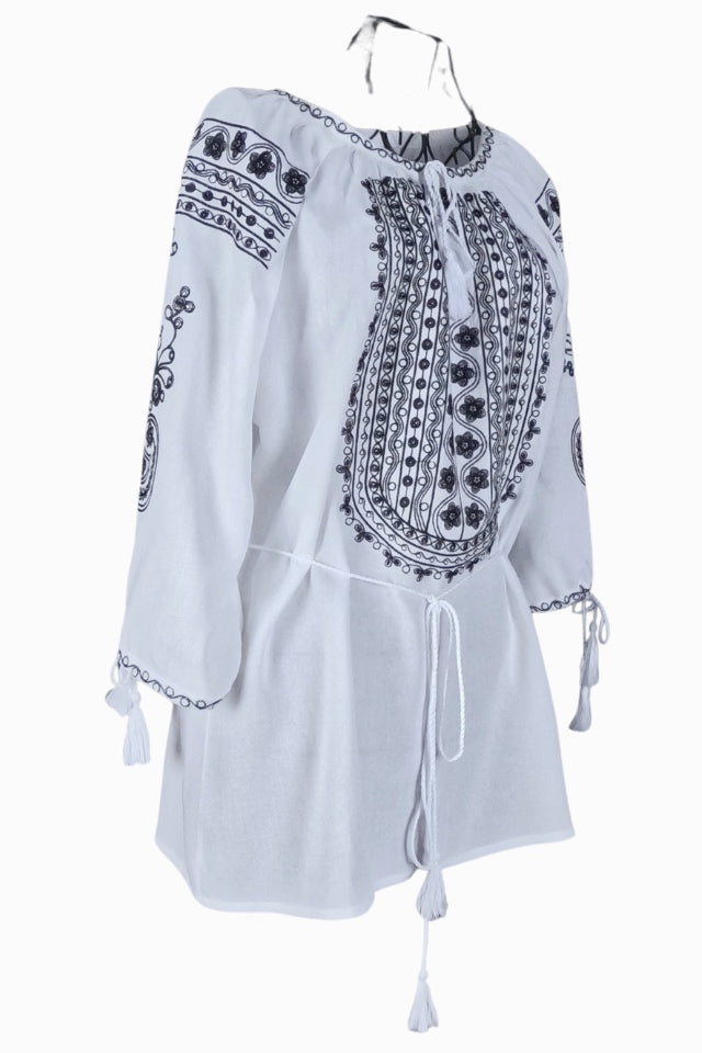 Bluza tip ie dama R24, alb/negru