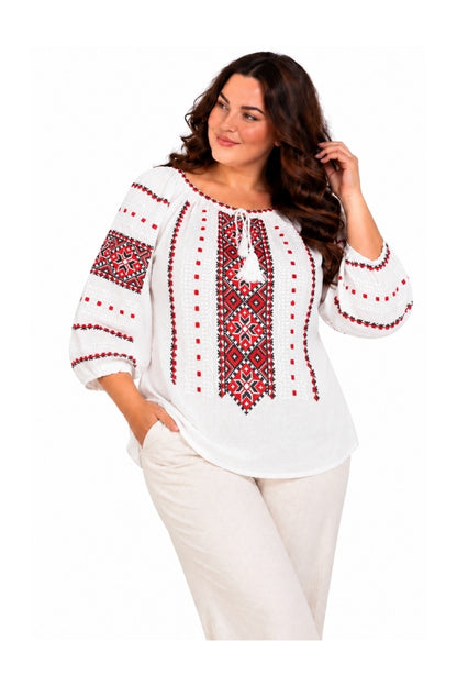 Bluza dama OG26 alb/grena