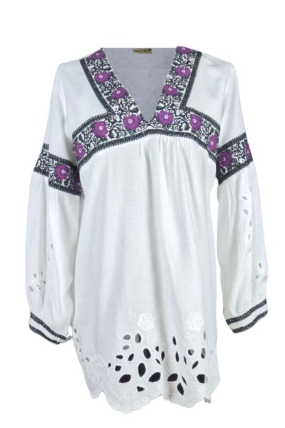 Bluza tip ie dama ML185 alb/mov