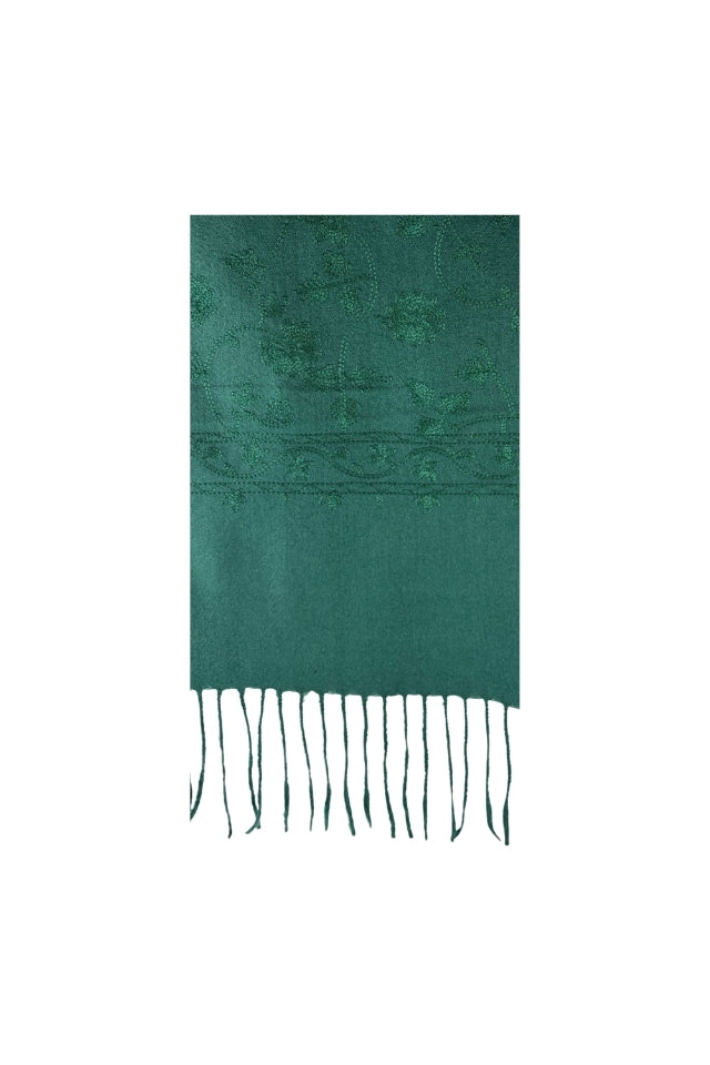 Fular dama de lux brodat uni verde