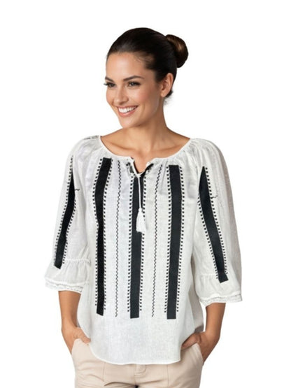 Bluza dama RFN 2 alb/negru mahon