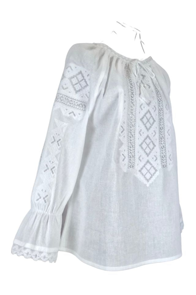 Bluza dama tip ie 124, alb  crystal/argintiu