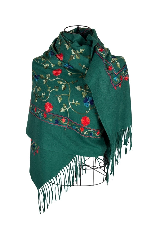 Fular dama de lux brodat colorat verde