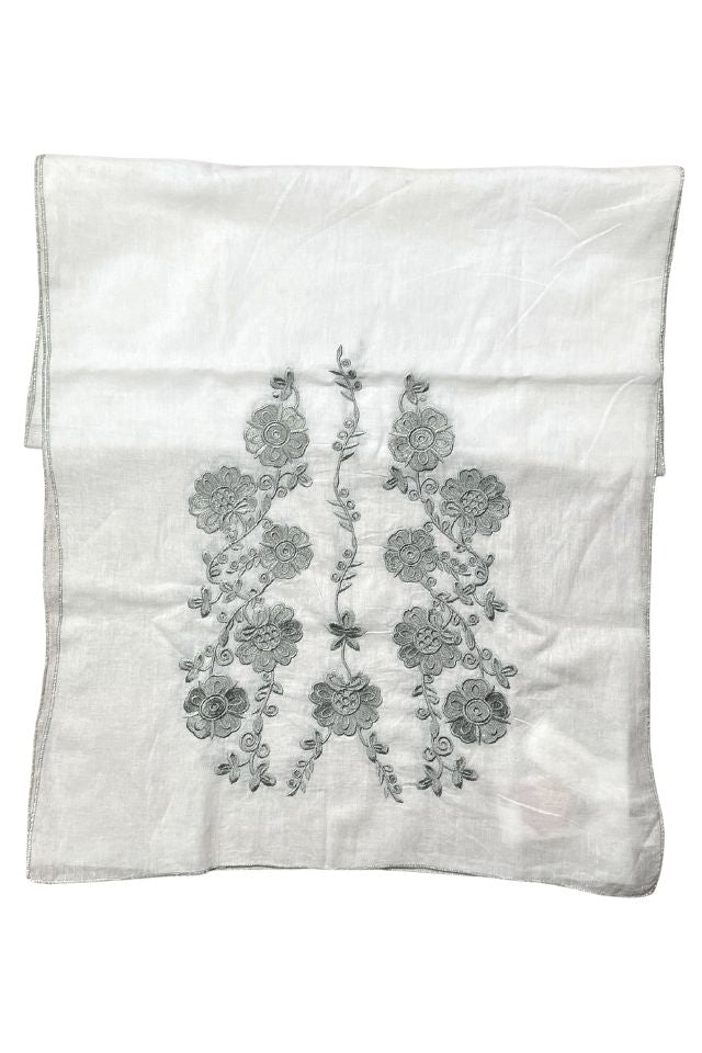 Esarfa tip marama traditionala, alb zapada, 180 x 53 cm