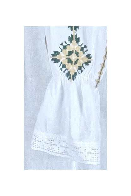 Bluza tip ie dama RDB2, alb pur/verde