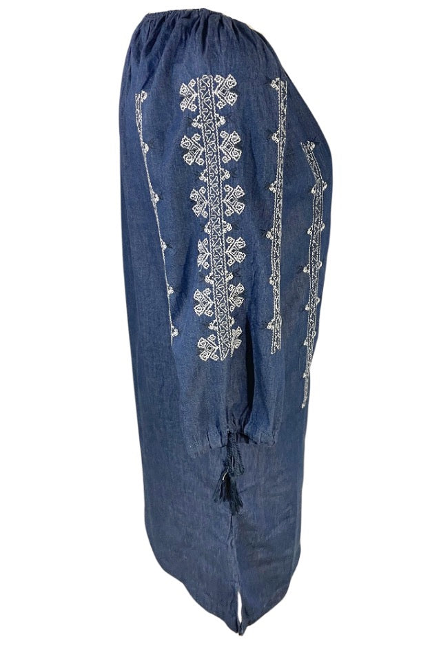 Rochie dama casual denim RB24, albastru nautic