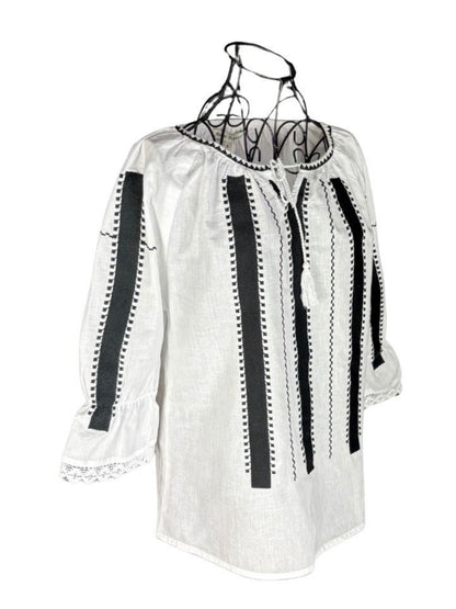 Bluza dama RFN 2 alb/negru mahon
