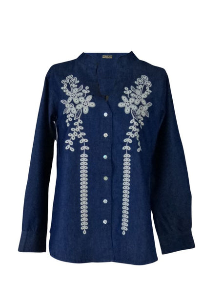Bluza dama tip ie D24, bleumarin/alb