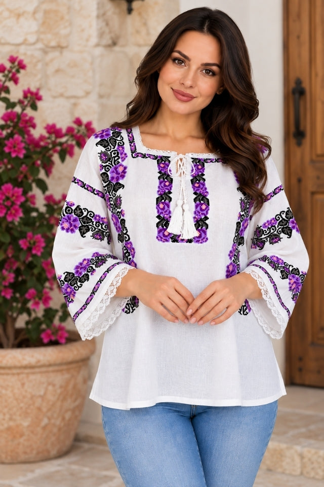 Bluza dama SE26F alb/mov