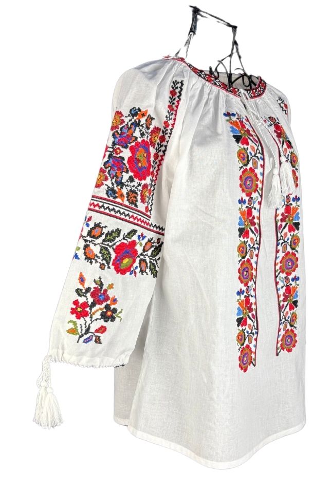 Bluza dama tip ie 257 alb/portocaliu