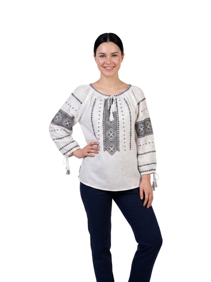 Bluza dama IL26 alb/gri