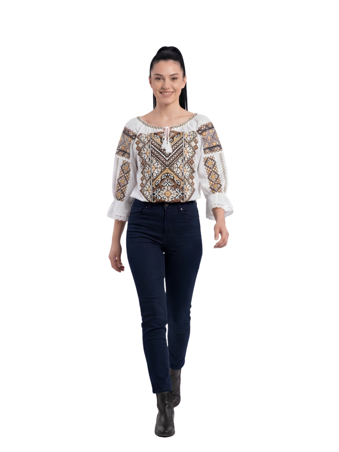 Bluza dama IL26 alb/maro