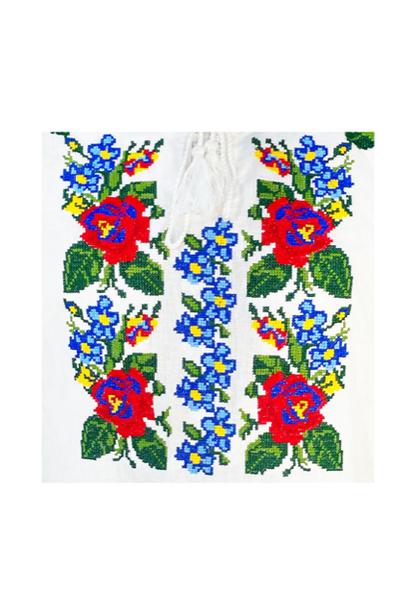 Bluza tip ie traditionala, dama ML 237 alb/albastru cosmic