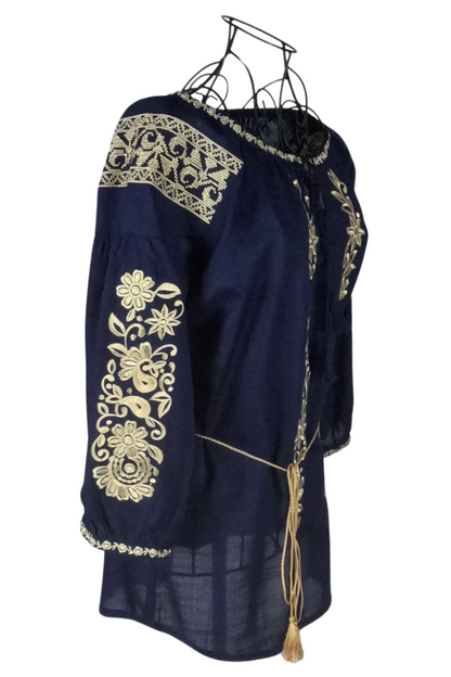 Bluza dama tip ie  R222, albastru/auriu