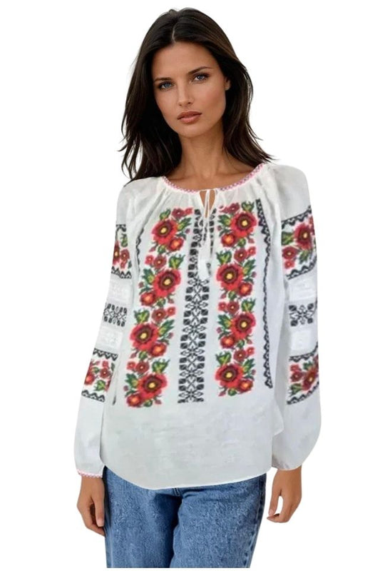 Bluza dama tip ie D24, alb pur/negru