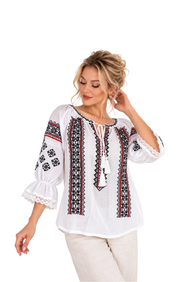 Bluza dama SE26F alb/negru