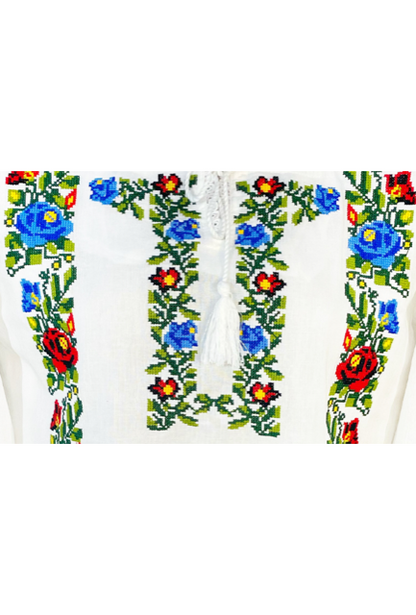 Bluza tip ie traditionala, dama ML 237 alb/verde broscuta