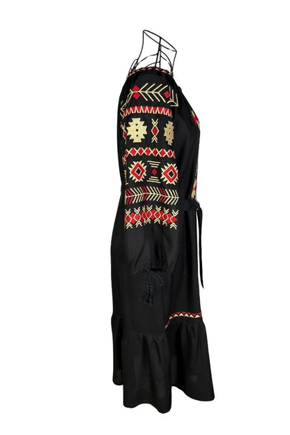 Rochie traditionala dama R25 negru/rosu