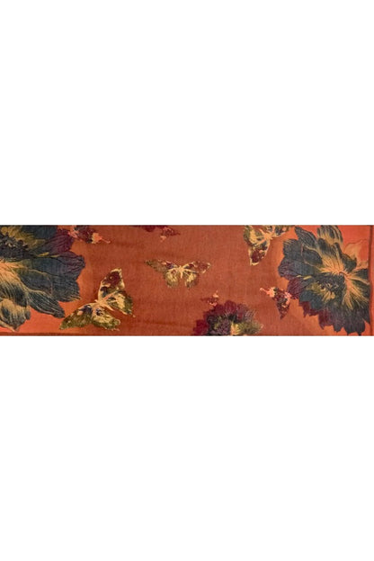 Fular dama lână de lux, crem/mov, 180x60cm