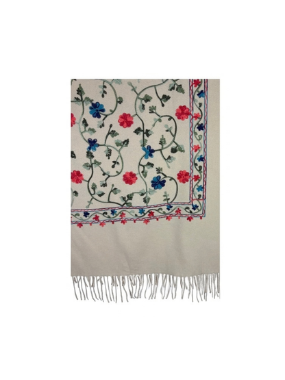 Fular dama de lux brodat colorat crem