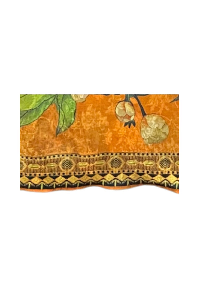 Esarfa de lux din matase naturala, maro/verde, 180x70cm