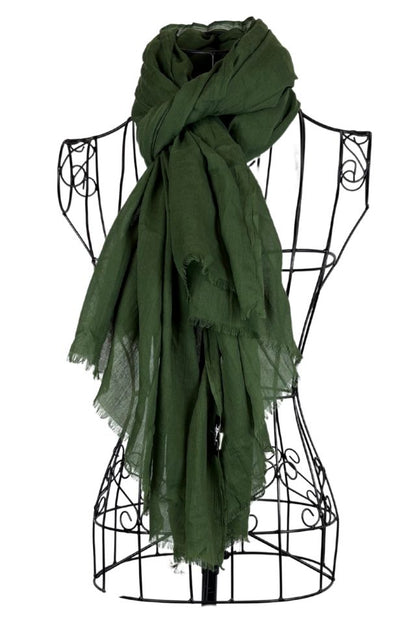 Esarfa dama uni 25VM, verde masliniu 180 x 95 cm