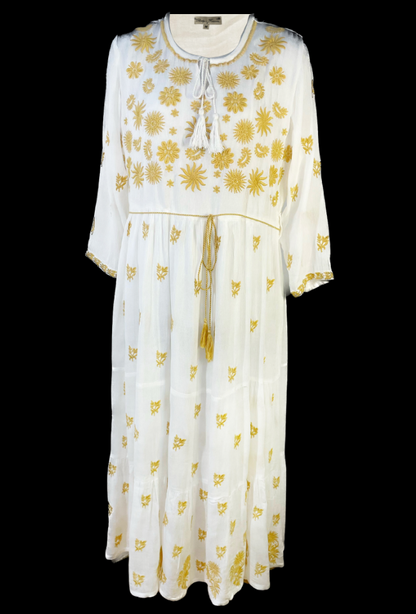 Rochie dama casual, alb crystal/crem