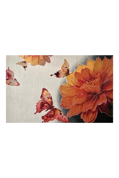 Fular dama lână de lux, crem/mov, 180x60cm