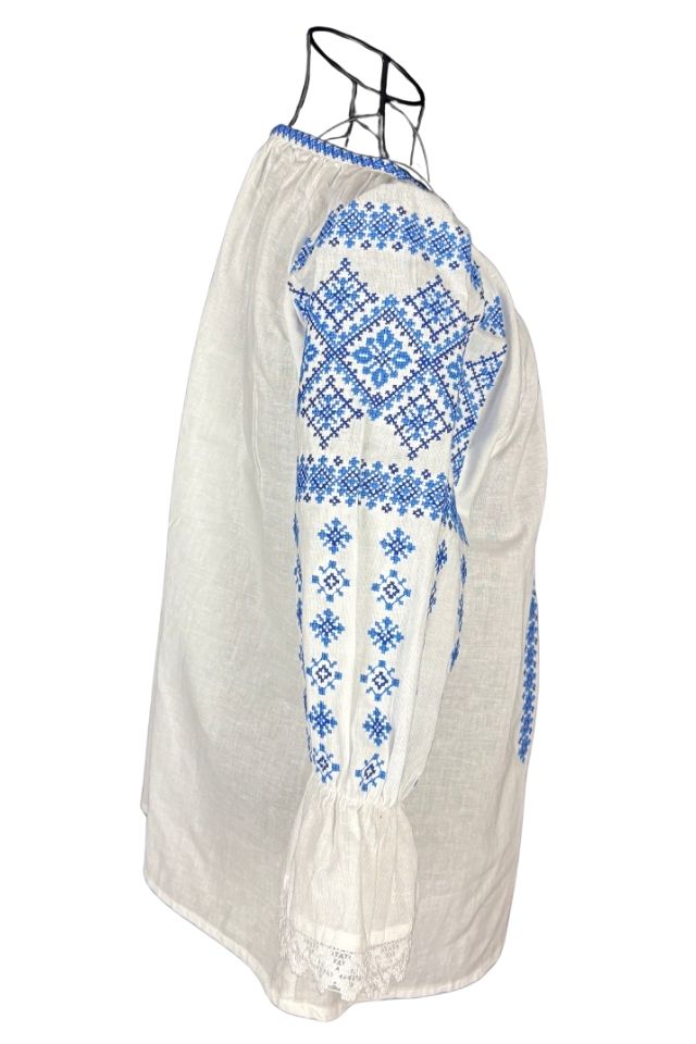 Bluza dama A26 alb/albastru