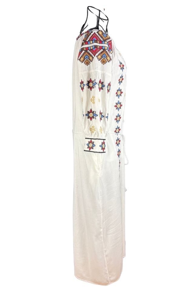 Rochie traditionala dama R25 alb/maro
