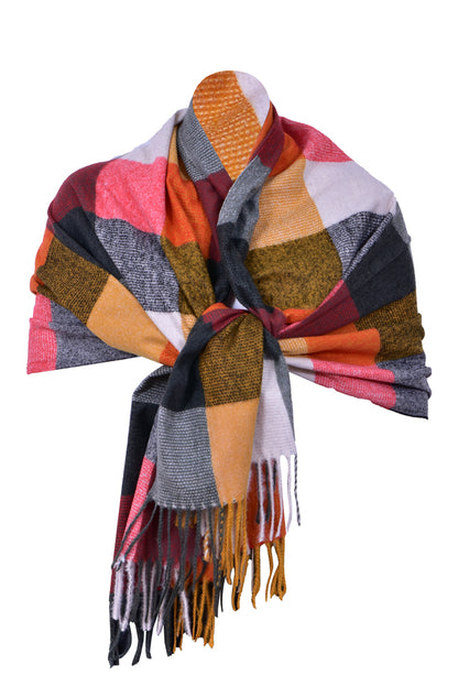Fular casmir P unisex 2, Dacali, gri/portocaliu