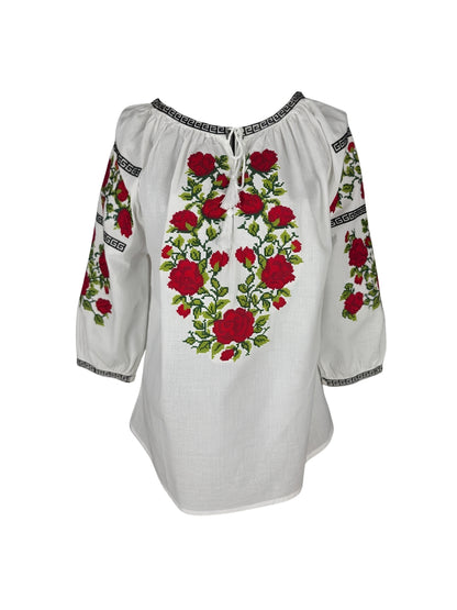 Bluza dama IL26 alb/rosu