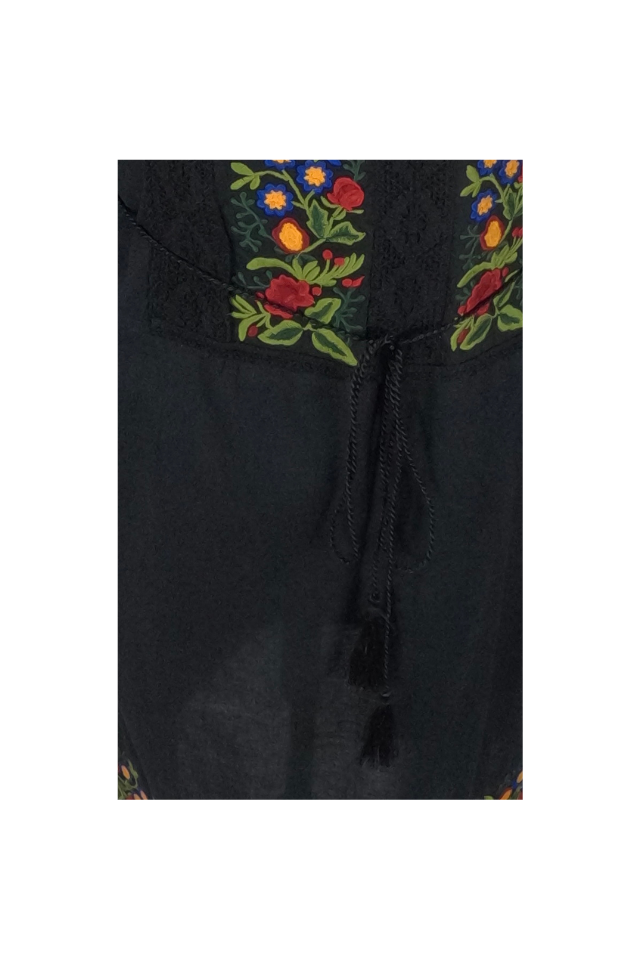 Rochie traditionala dama R, negru/rosu