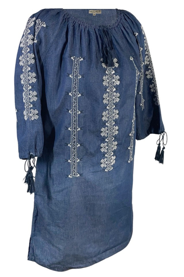 Rochie dama casual denim RB24, albastru nautic