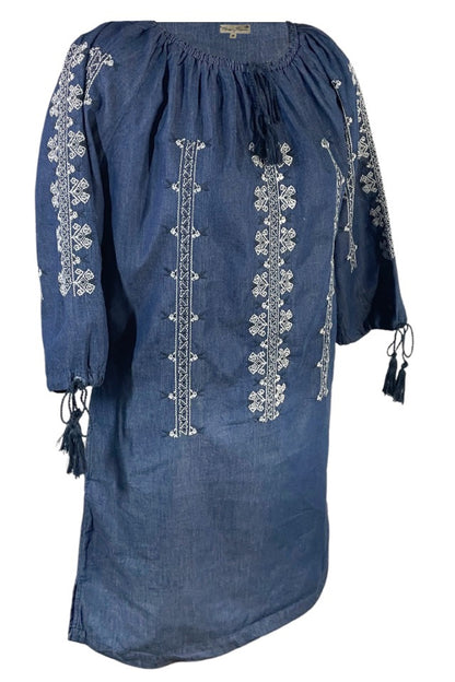 Rochie dama casual denim RB24, albastru nautic