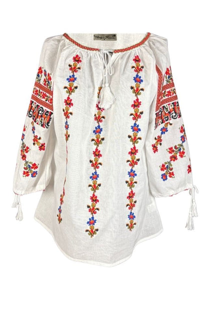Bluza dama tip ie R25 alb/albastru