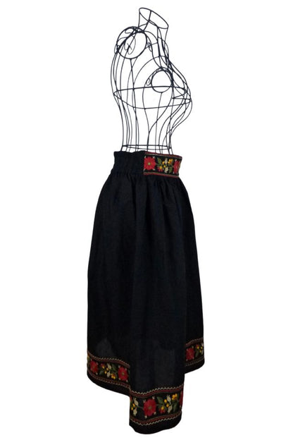 Fusta dama traditionala, negru/verde