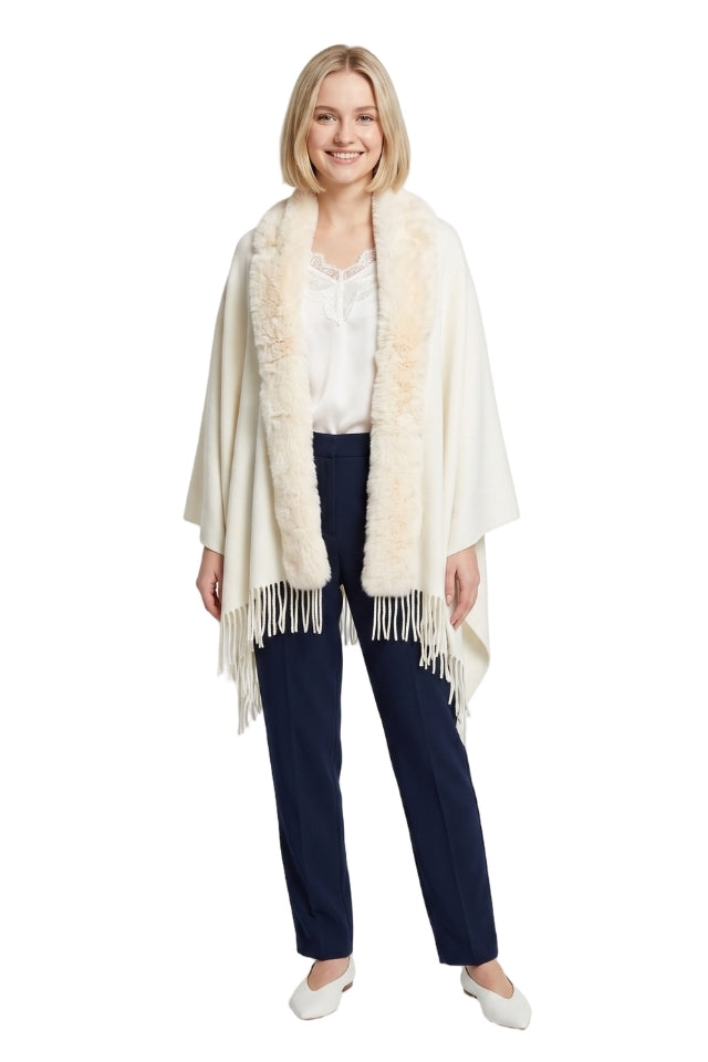 Fular dama tip poncho S crem