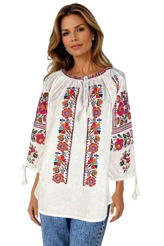 Bluza dama tip ie 257 alb/portocaliu