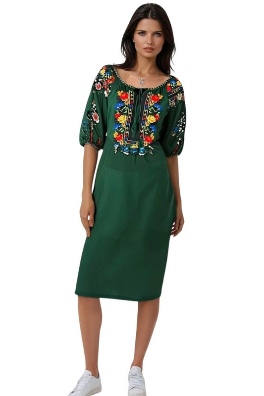Rochie traditionala dama R verde