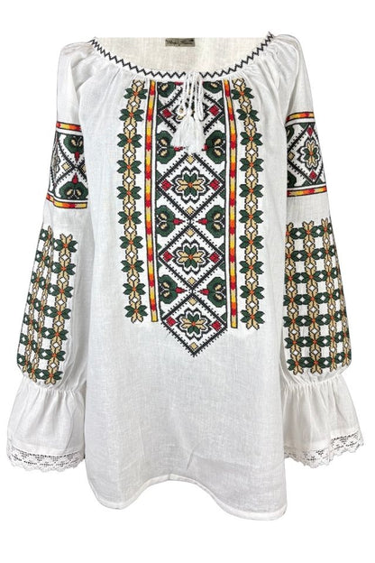 Bluza dama tip ie I26 alb/portocaliu